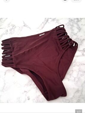 HOLLISTER Burgundy Bikini Bottom Size XS Extra Small